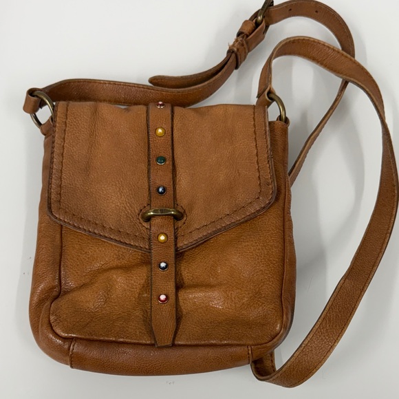 Frye Handbags - Frye Brown Leather Crossbody Bag with Stud Accents